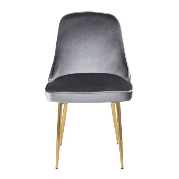 Marcel Contemporary Blue Velvet and Gold Dining Chair Set of 2 Set of 2 8