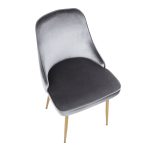 Marcel Contemporary Blue Velvet and Gold Dining Chair (Set of 2) (Set of 2)