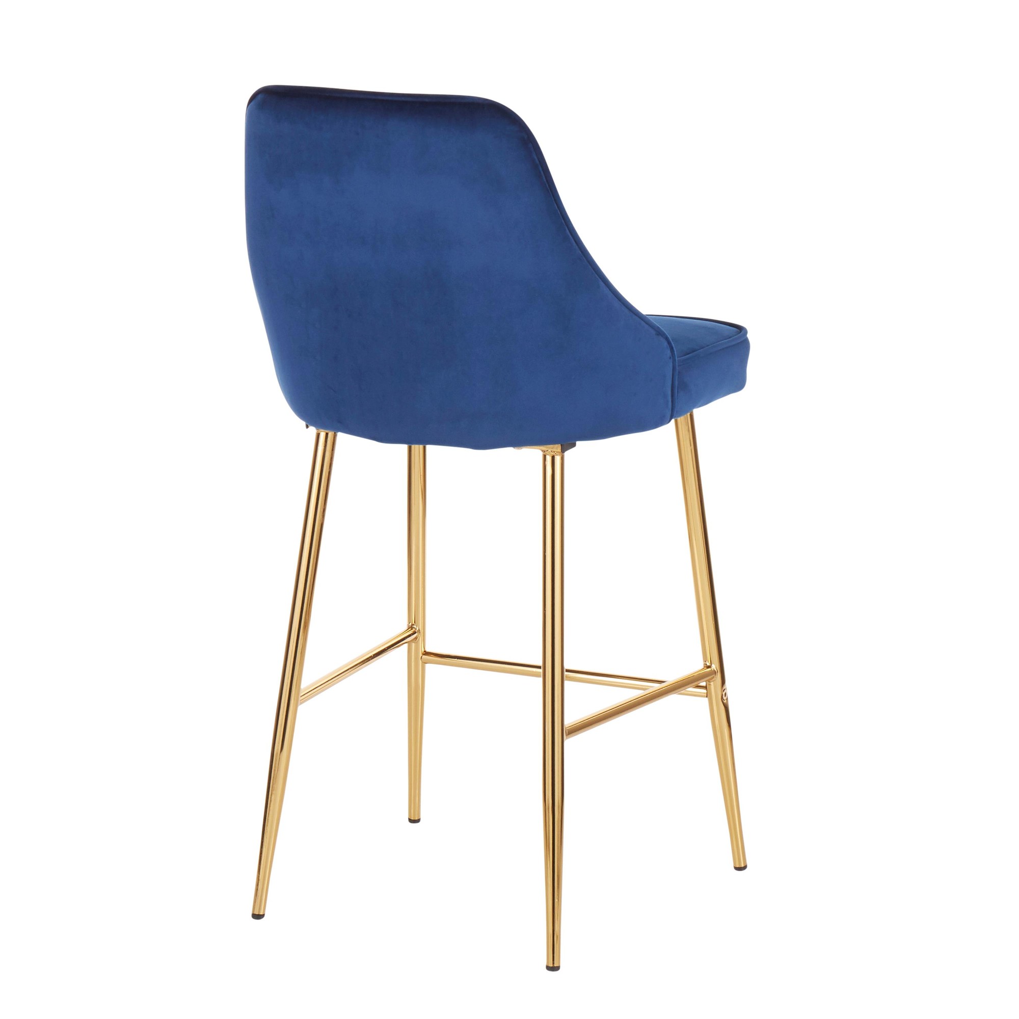 Marcel Gold and Blue Velvet Contemporary Counter Stool (Set of 2) 11 Marcel Gold and Blue Velvet Contemporary Counter Stool (Set of 2) - Image 11