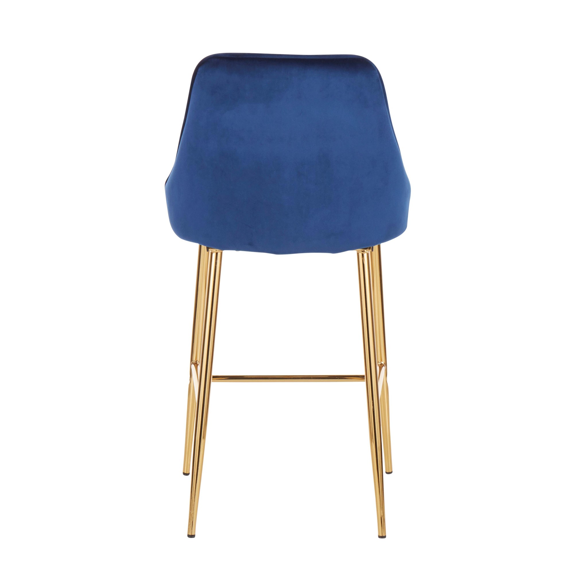 Marcel Gold and Blue Velvet Contemporary Counter Stool (Set of 2) 12 Marcel Gold and Blue Velvet Contemporary Counter Stool (Set of 2) - Image 12