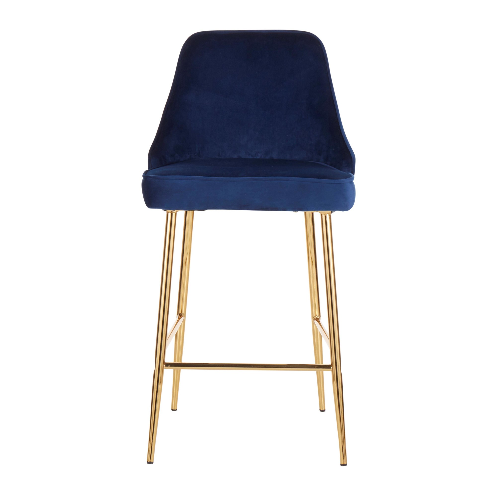 Marcel Gold and Blue Velvet Contemporary Counter Stool (Set of 2) 13 Marcel Gold and Blue Velvet Contemporary Counter Stool (Set of 2) - Image 13