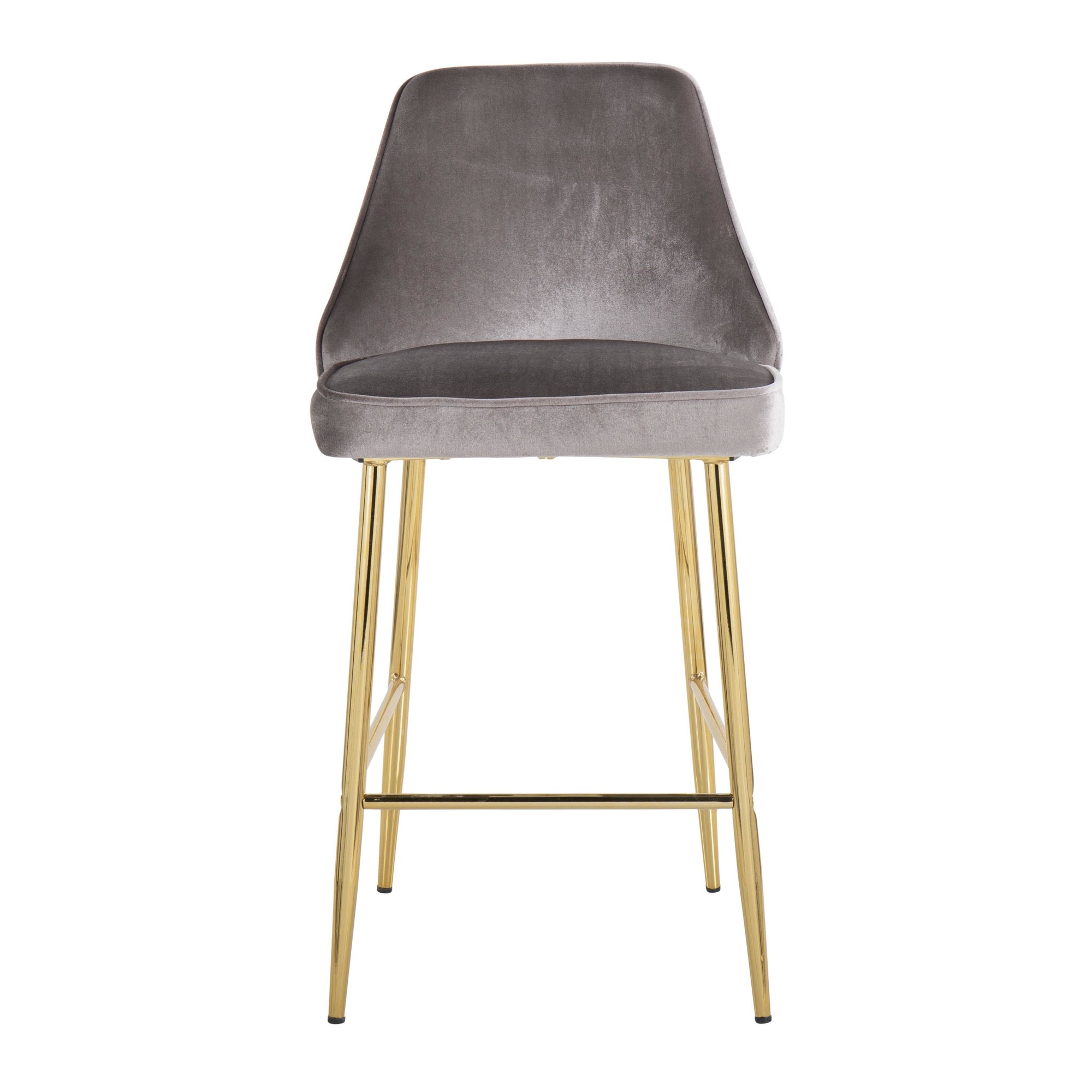Marcel Gold and Silver Velvet Contemporary Counter Stools (Set of 2) 11 Marcel Gold and Silver Velvet Contemporary Counter Stools (Set of 2) - Image 11