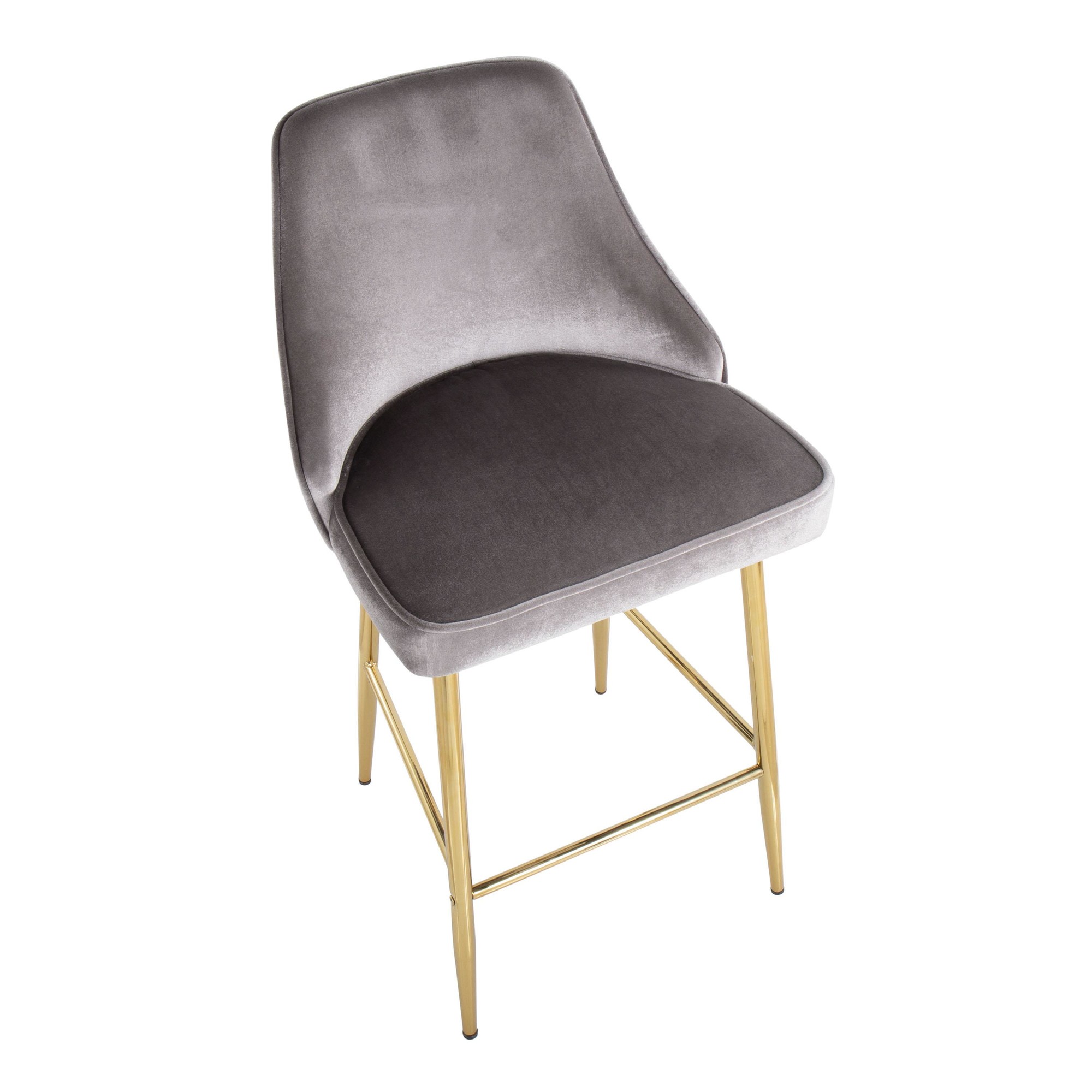 Marcel Gold and Silver Velvet Contemporary Counter Stools (Set of 2) 12 Marcel Gold and Silver Velvet Contemporary Counter Stools (Set of 2) - Image 12