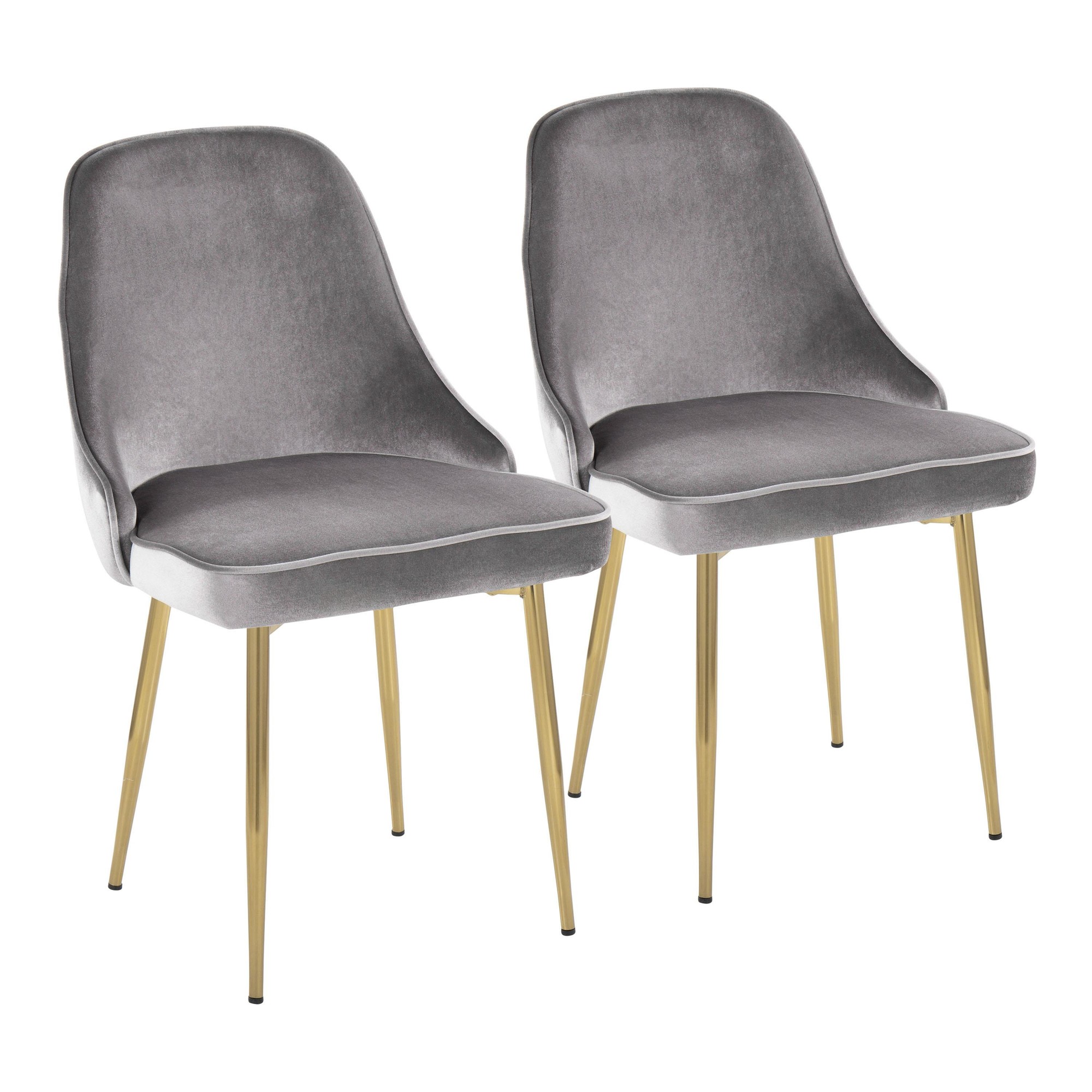Marcel Gold and Silver Velvet Contemporary Dining Chairs (Set of 2) 3 Marcel Gold and Silver Velvet Contemporary Dining Chairs (Set of 2) - Image 3