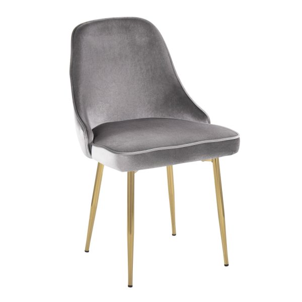 Marcel Gold and Silver Velvet Contemporary Dining Chairs Set of 2 4