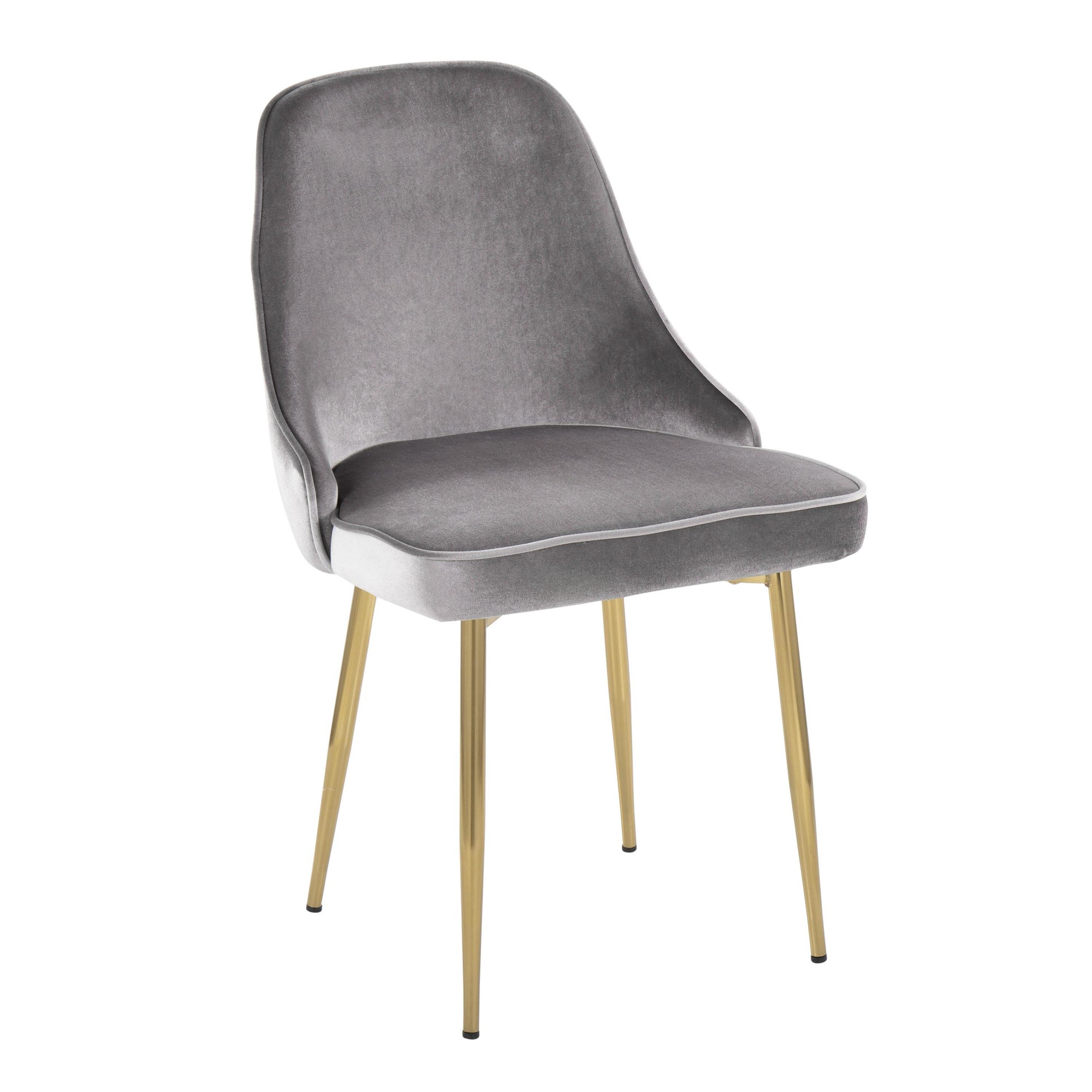 Marcel Gold and Silver Velvet Contemporary Dining Chairs (Set of 2) 4 Marcel Gold and Silver Velvet Contemporary Dining Chairs (Set of 2) - Image 4