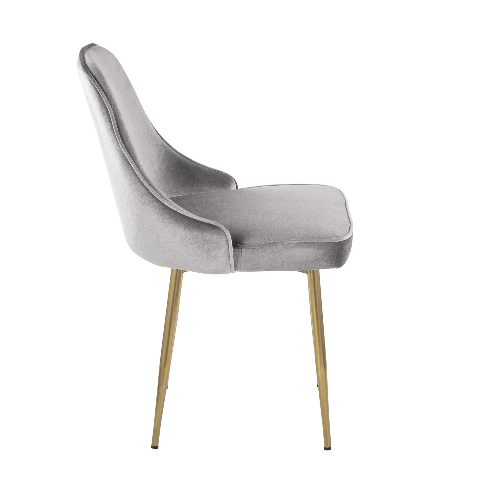 Marcel Gold and Silver Velvet Contemporary Dining Chairs (Set of 2) 5 Marcel Gold and Silver Velvet Contemporary Dining Chairs (Set of 2) - Image 5