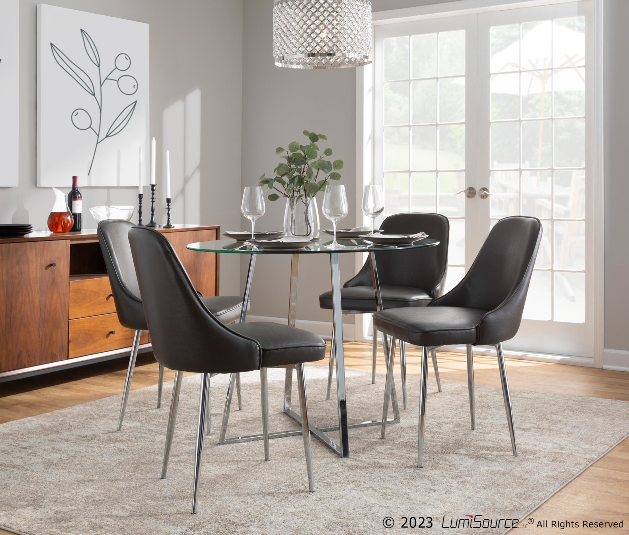 Marcel Grey Faux Leather Contemporary Dining Chairs (Set of 2) 2 Marcel Grey Faux Leather Contemporary Dining Chairs (Set of 2) - Image 2