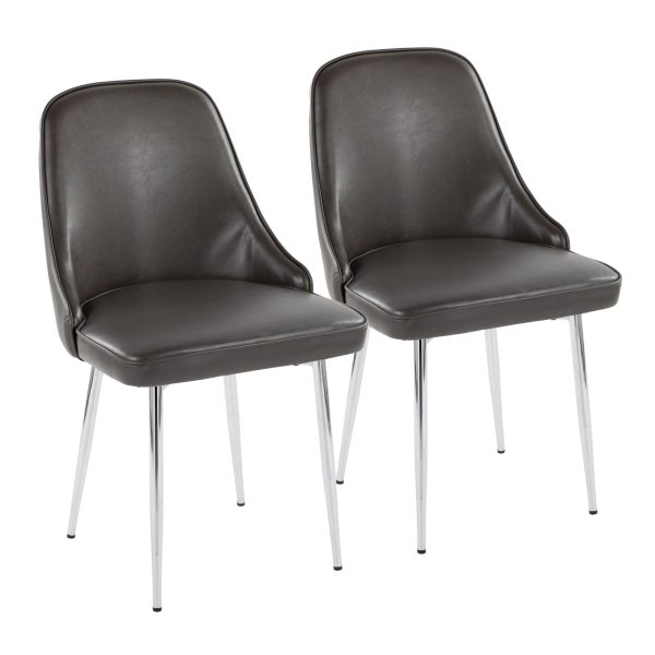 Marcel Grey Faux Leather Contemporary Dining Chairs Set of 2 2