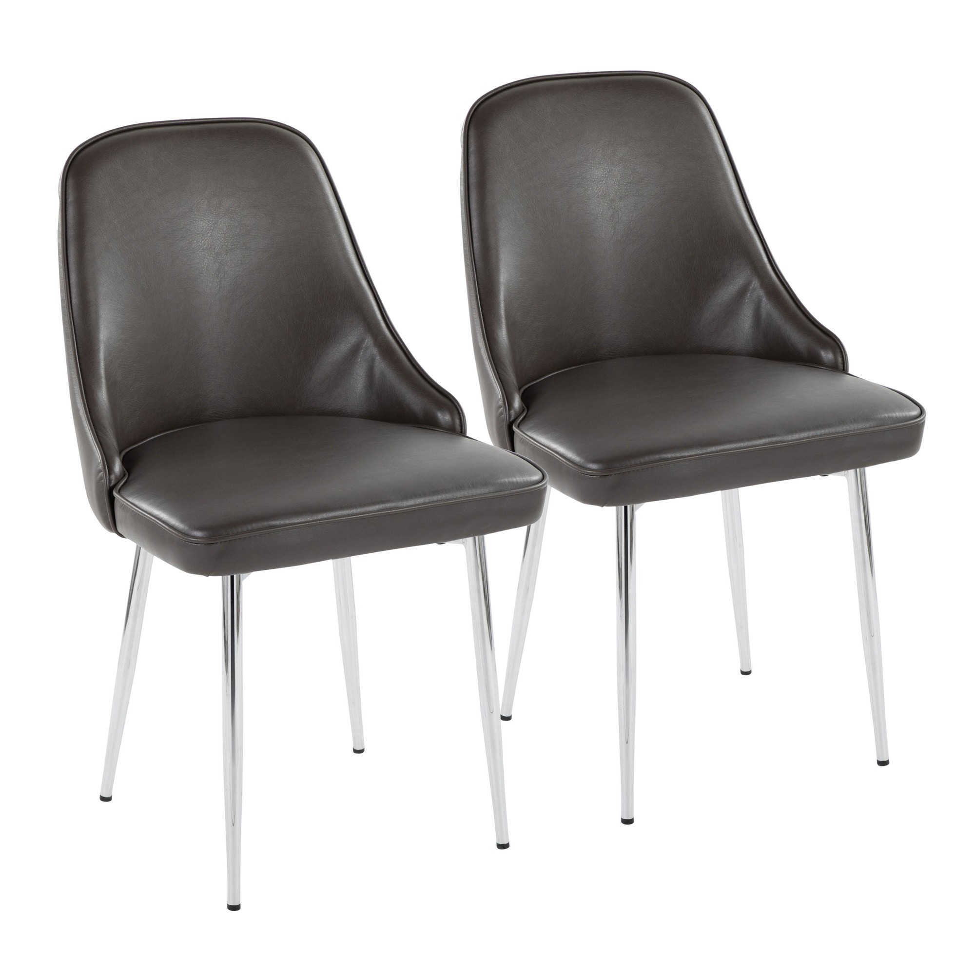 Marcel Grey Faux Leather Contemporary Dining Chairs (Set of 2) 3 Marcel Grey Faux Leather Contemporary Dining Chairs (Set of 2) - Image 3
