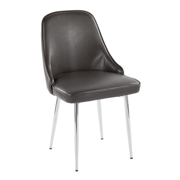 Marcel Grey Faux Leather Contemporary Dining Chairs Set of 2 3