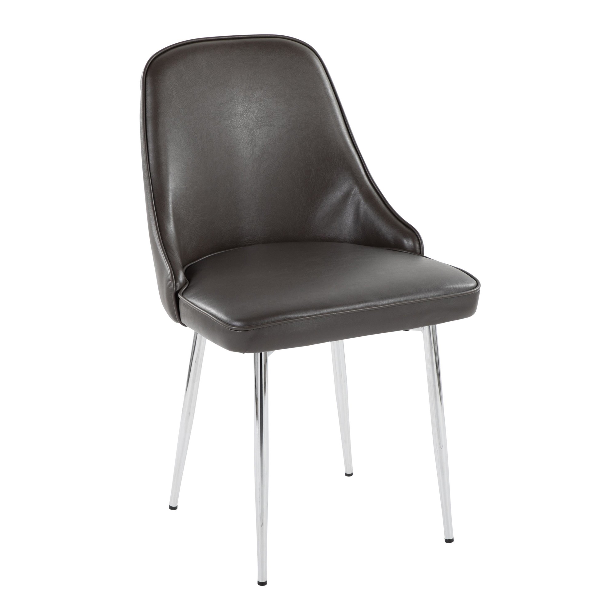 Marcel Grey Faux Leather Contemporary Dining Chairs (Set of 2) 4 Marcel Grey Faux Leather Contemporary Dining Chairs (Set of 2) - Image 4