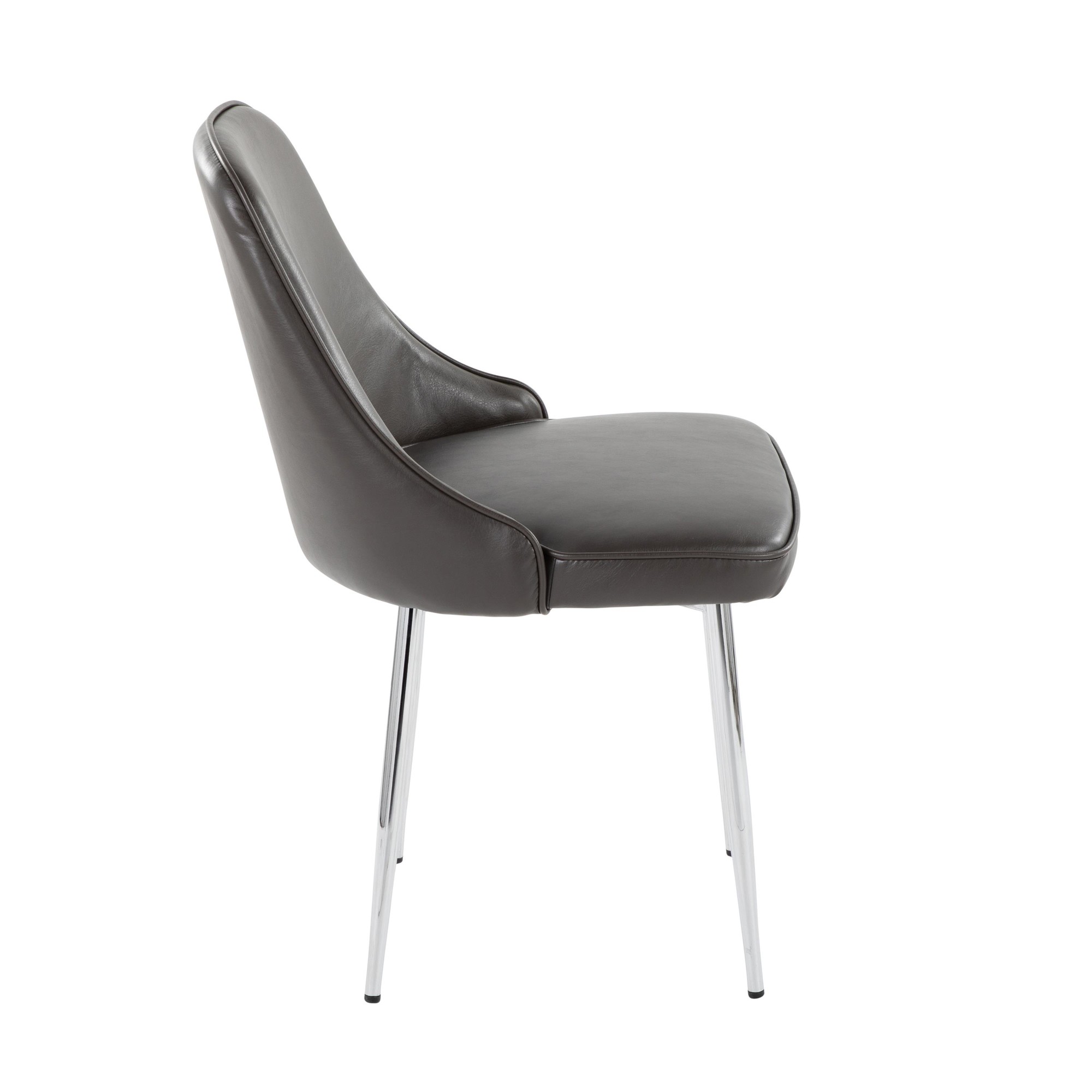 Marcel Grey Faux Leather Contemporary Dining Chairs (Set of 2) 5 Marcel Grey Faux Leather Contemporary Dining Chairs (Set of 2) - Image 5