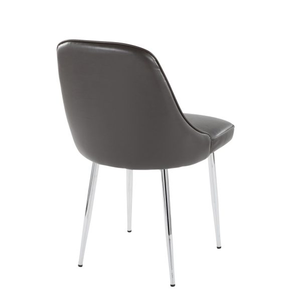 Marcel Grey Faux Leather Contemporary Dining Chairs Set of 2 5