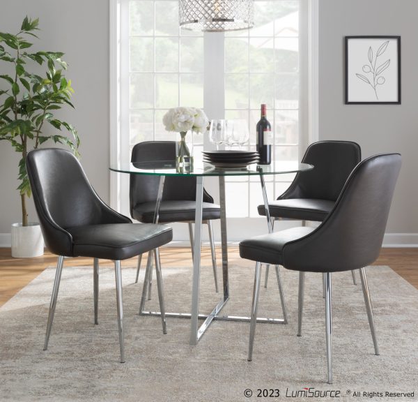 Marcel Grey Faux Leather Contemporary Dining Chairs Set of 2