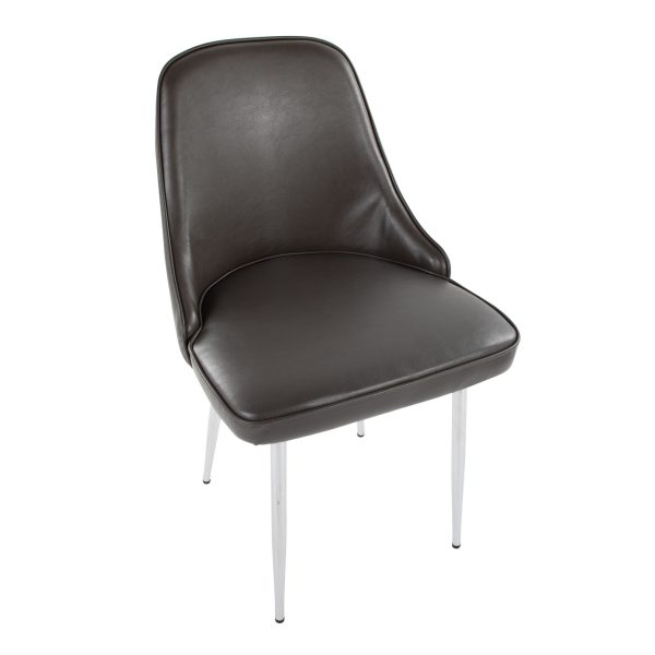 Marcel Grey Faux Leather Contemporary Dining Chairs Set of 2 8
