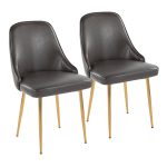 Marcel Grey Faux Leather Gold Contemporary Dining Chairs (Set of 2) 13 Marcel Grey Faux Leather Gold Contemporary Dining Chairs (Set of 2)