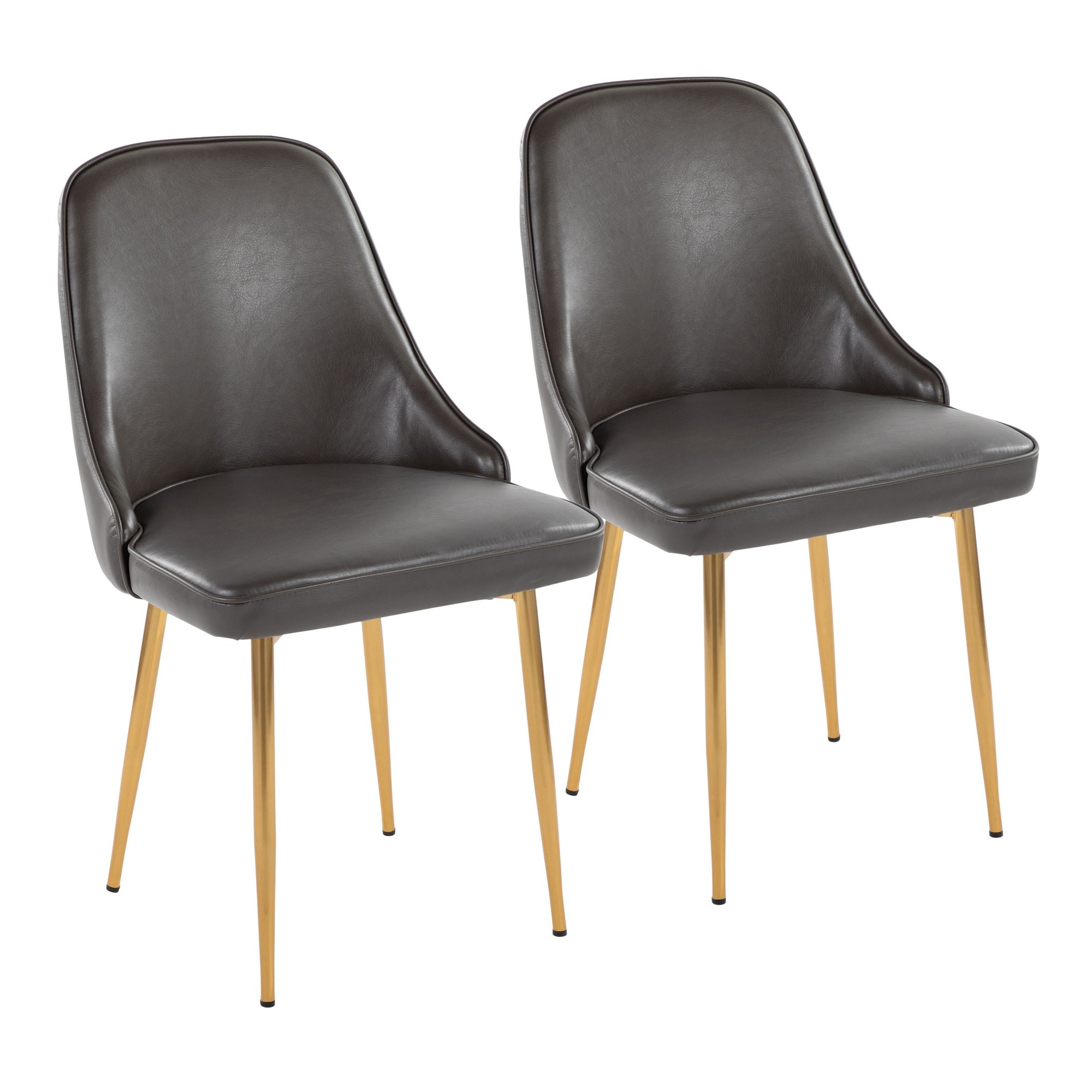 Marcel Grey Faux Leather Gold Contemporary Dining Chairs (Set of 2) 3 Marcel Grey Faux Leather Gold Contemporary Dining Chairs (Set of 2) - Image 3