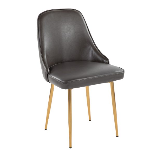 Marcel Grey Faux Leather Gold Contemporary Dining Chairs Set of 2 3