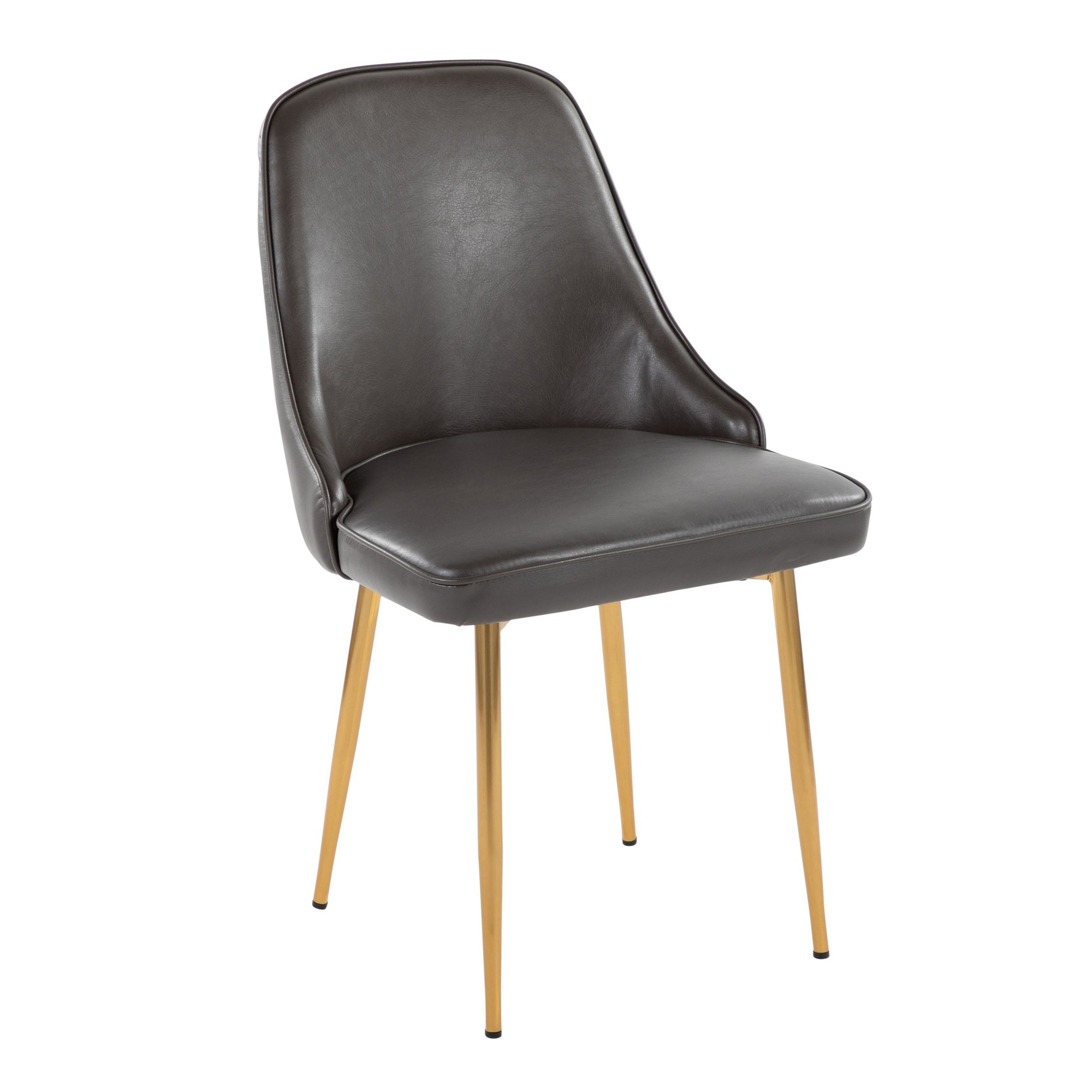 Marcel Grey Faux Leather Gold Contemporary Dining Chairs (Set of 2) 4 Marcel Grey Faux Leather Gold Contemporary Dining Chairs (Set of 2) - Image 4