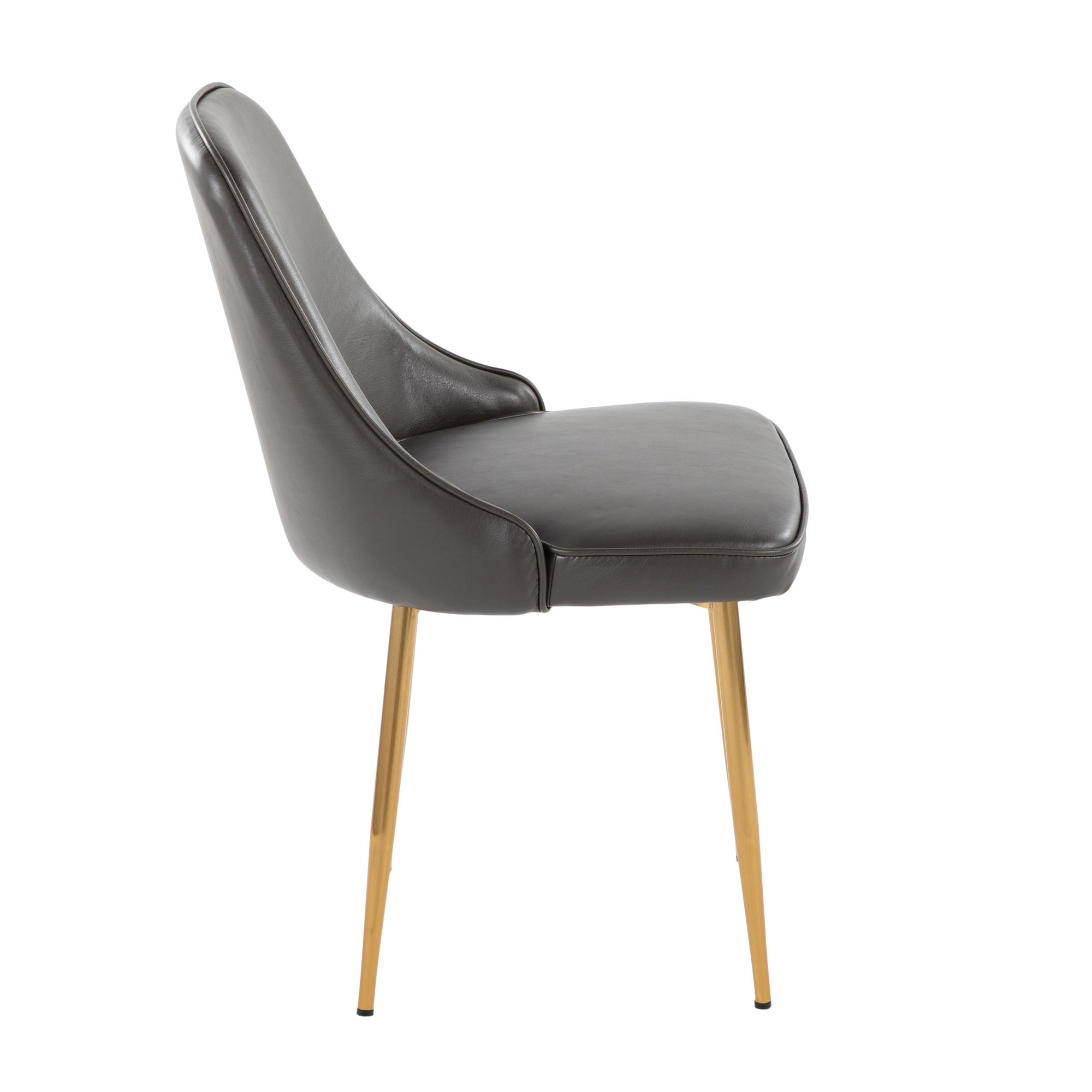 Marcel Grey Faux Leather Gold Contemporary Dining Chairs (Set of 2) 5 Marcel Grey Faux Leather Gold Contemporary Dining Chairs (Set of 2) - Image 5