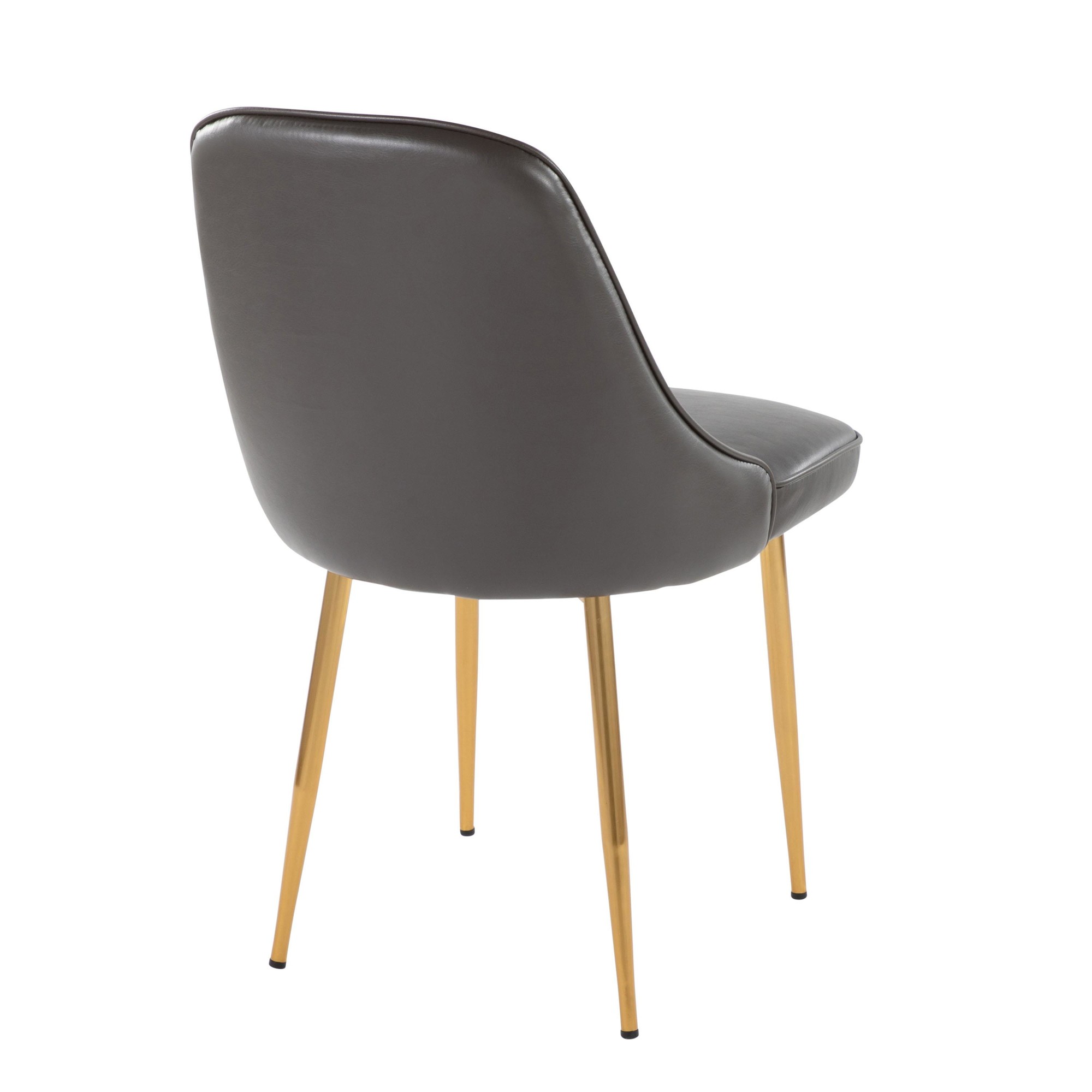 Marcel Grey Faux Leather Gold Contemporary Dining Chairs (Set of 2) 6 Marcel Grey Faux Leather Gold Contemporary Dining Chairs (Set of 2) - Image 6