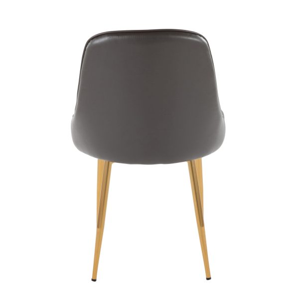 Marcel Grey Faux Leather Gold Contemporary Dining Chairs Set of 2 6