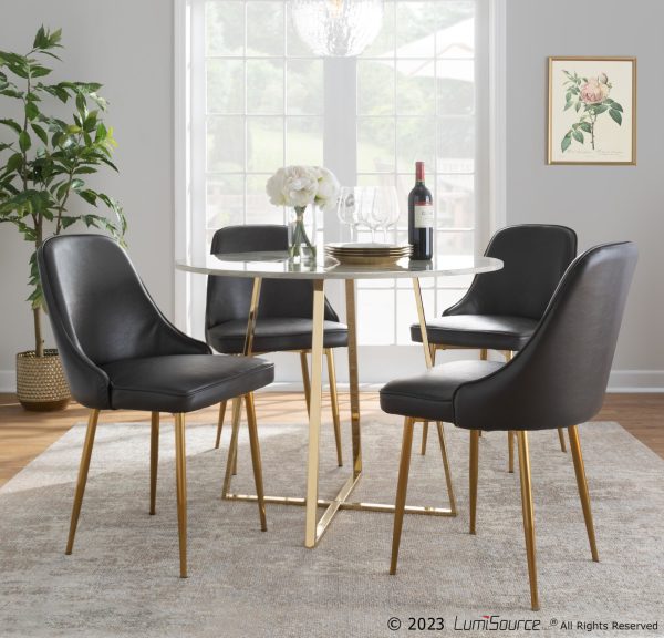 Marcel Grey Faux Leather Gold Contemporary Dining Chairs Set of 2