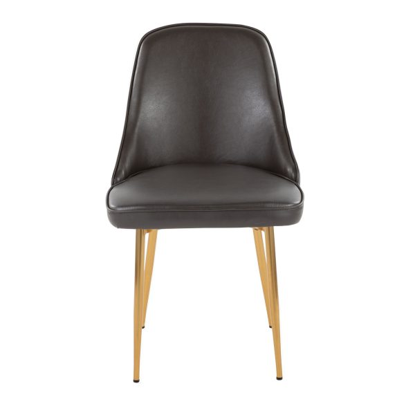 Marcel Grey Faux Leather Gold Contemporary Dining Chairs Set of 2 7