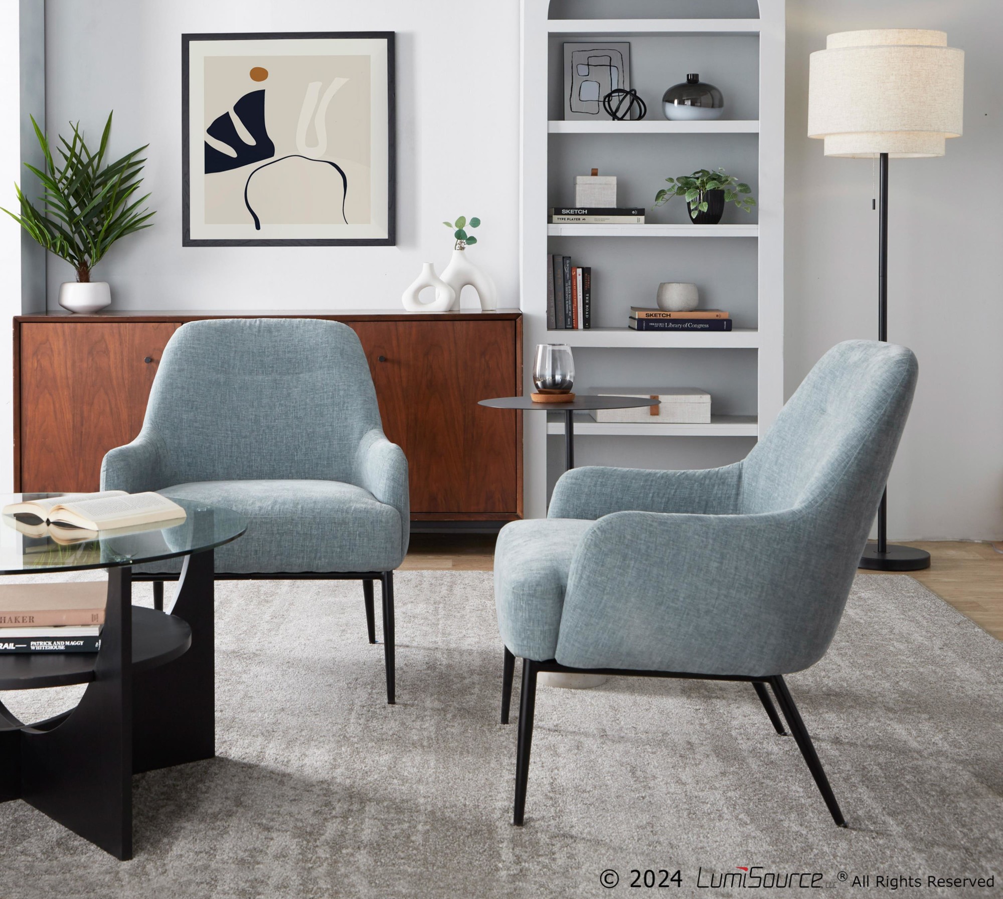 Marcel Light Blue Fabric Contemporary Accent Chair 2 Marcel Light Blue Fabric Contemporary Accent Chair - Image 2