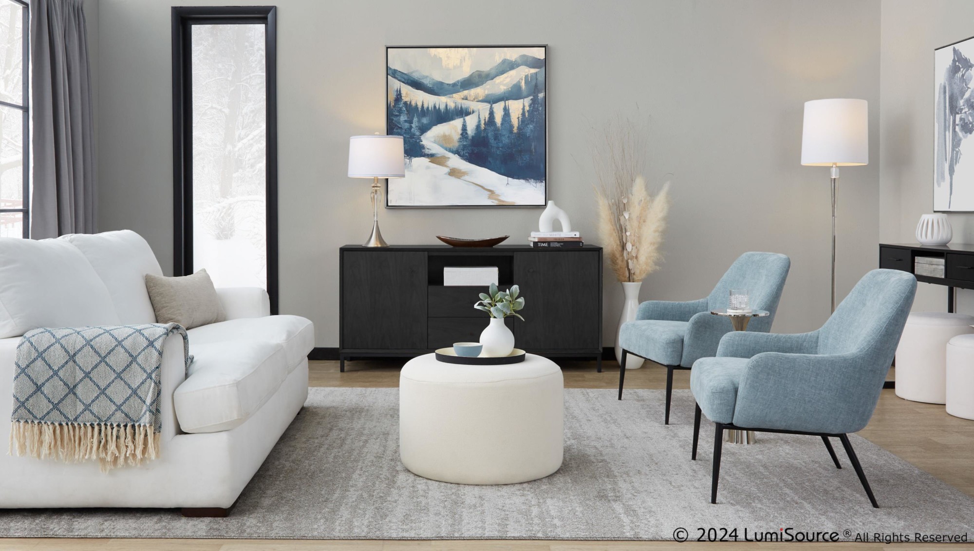 Marcel Light Blue Fabric Contemporary Accent Chair 3 Marcel Light Blue Fabric Contemporary Accent Chair - Image 3