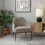 Marcel Light Brown Fabric Black Metal Contemporary Accent Chair