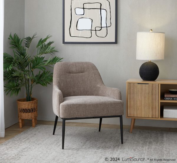 Marcel Light Brown Fabric Black Metal Contemporary Accent Chair 1