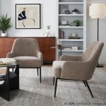 Marcel Light Brown Fabric Black Metal Contemporary Accent Chair