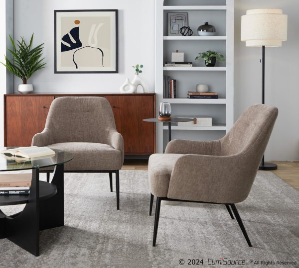 Marcel Light Brown Fabric Black Metal Contemporary Accent Chair