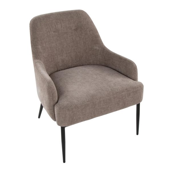 Marcel Light Brown Fabric Black Metal Contemporary Accent Chair 7