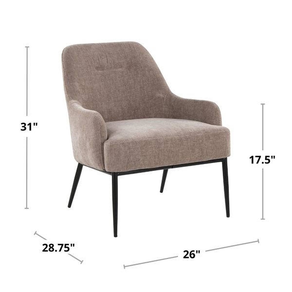 Marcel Light Brown Fabric Black Metal Contemporary Accent Chair 8