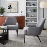 Marcel Light Grey Fabric Black Metal Contemporary Accent Chair