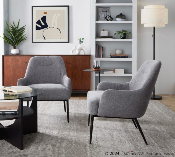 Marcel Light Grey Fabric Black Metal Contemporary Accent Chair 1