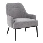 Marcel Light Grey Fabric Black Metal Contemporary Accent Chair