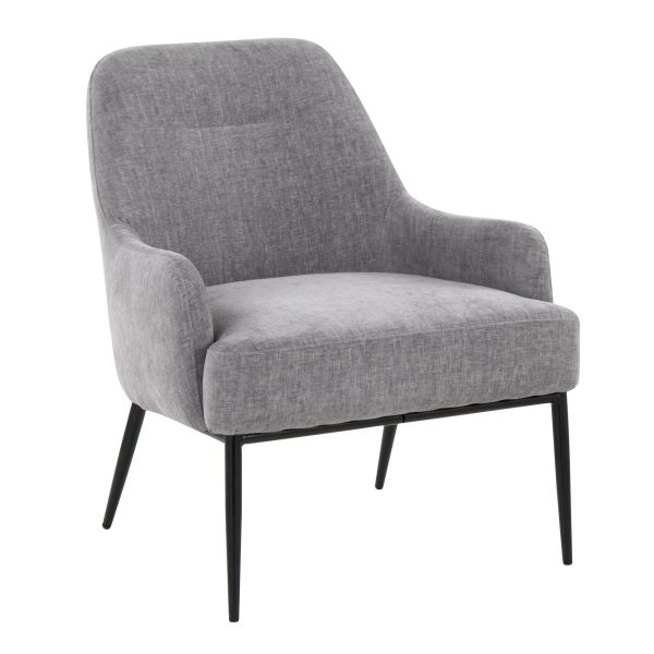Marcel Light Grey Fabric Black Metal Contemporary Accent Chair 2