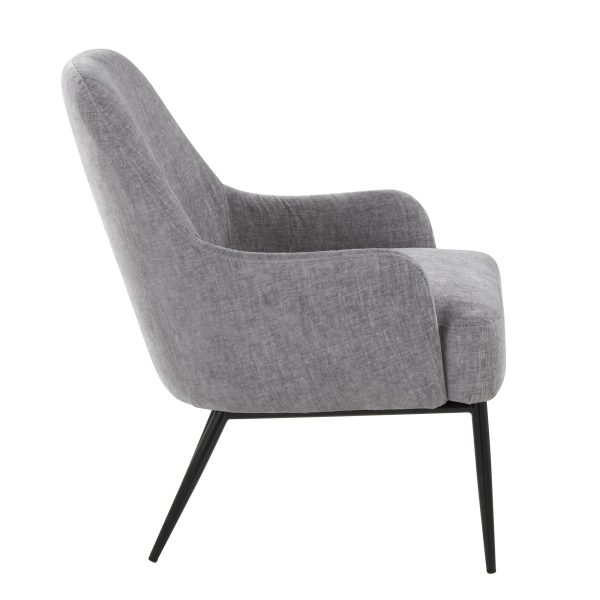 Marcel Light Grey Fabric Black Metal Contemporary Accent Chair 3