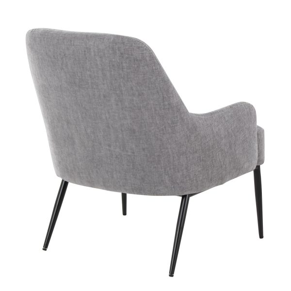 Marcel Light Grey Fabric Black Metal Contemporary Accent Chair 4