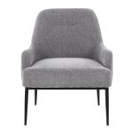 Marcel Light Grey Fabric Black Metal Contemporary Accent Chair