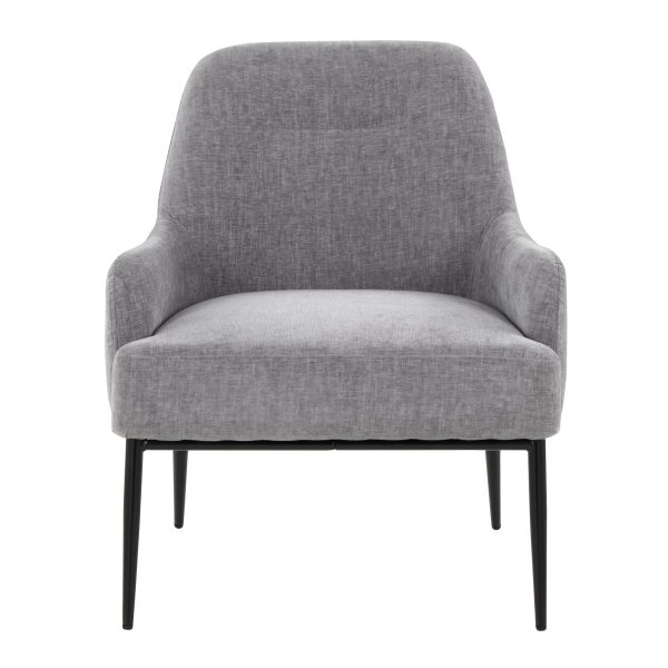 Marcel Light Grey Fabric Black Metal Contemporary Accent Chair 6