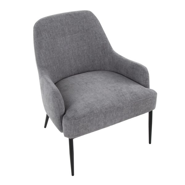 Marcel Light Grey Fabric Black Metal Contemporary Accent Chair 7