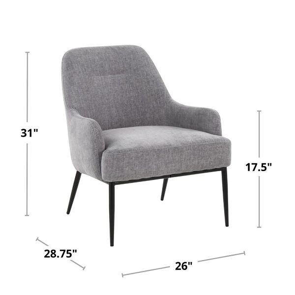 Marcel Light Grey Fabric Black Metal Contemporary Accent Chair 8