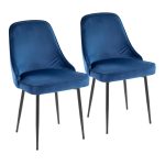 Marcel Navy Velvet Black Leg Contemporary Dining Chairs (Set of 2) 13 Marcel Navy Velvet Black Leg Contemporary Dining Chairs (Set of 2)