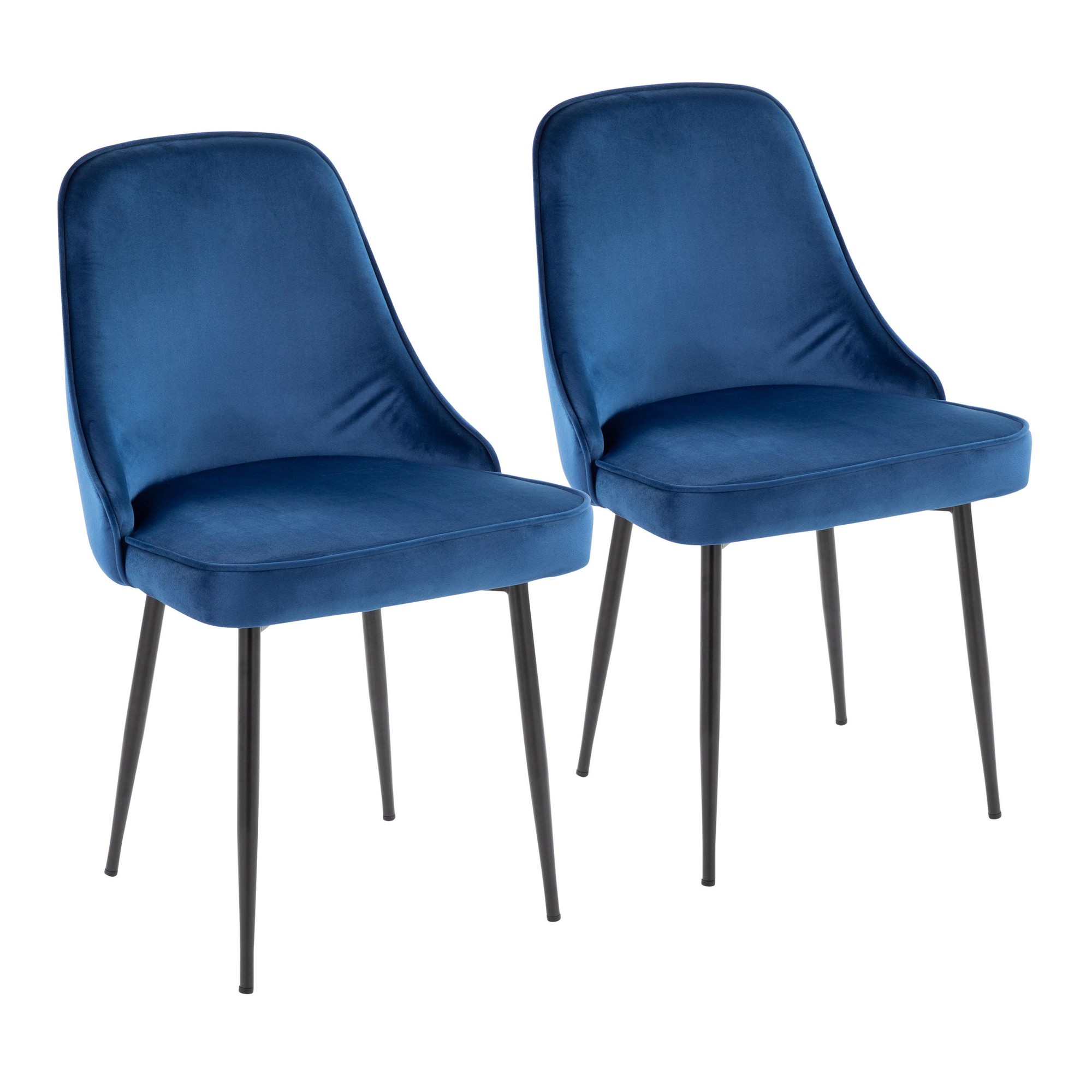 Marcel Navy Velvet Black Leg Contemporary Dining Chairs (Set of 2) 3 Marcel Navy Velvet Black Leg Contemporary Dining Chairs (Set of 2) - Image 3