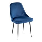 Marcel Navy Velvet Black Leg Contemporary Dining Chairs (Set of 2) 14 Marcel Navy Velvet Black Leg Contemporary Dining Chairs (Set of 2)